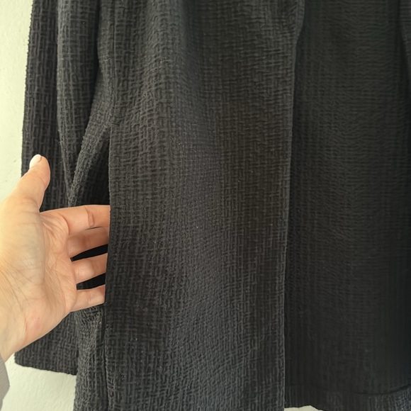 EILEEN FISHER Black Open Waffle Texture Tencel Jacket Lightweight Sz XXS/TTP - Picture 5 of 9